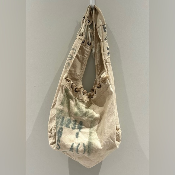 Free People Handbags - We The Free- Sailcloth Carrier Delivery Bag in Cream and Green